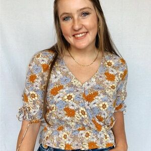 Floral V-Neck Women's Top